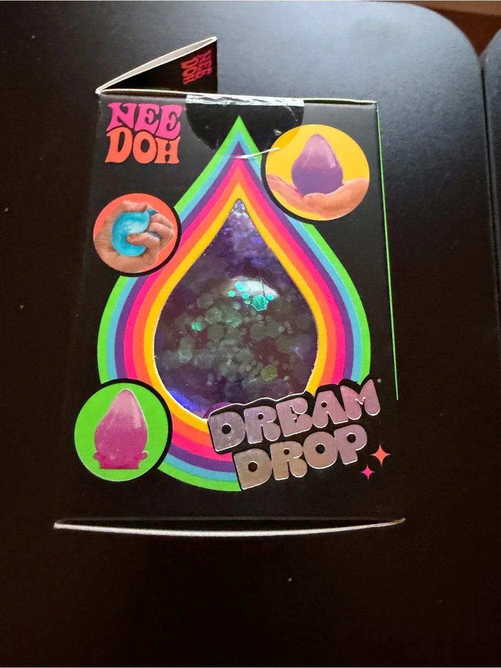 New Nee Doh Dream Drop Smooth Purple Glitter Squeeze Schylling Needoh Squishy